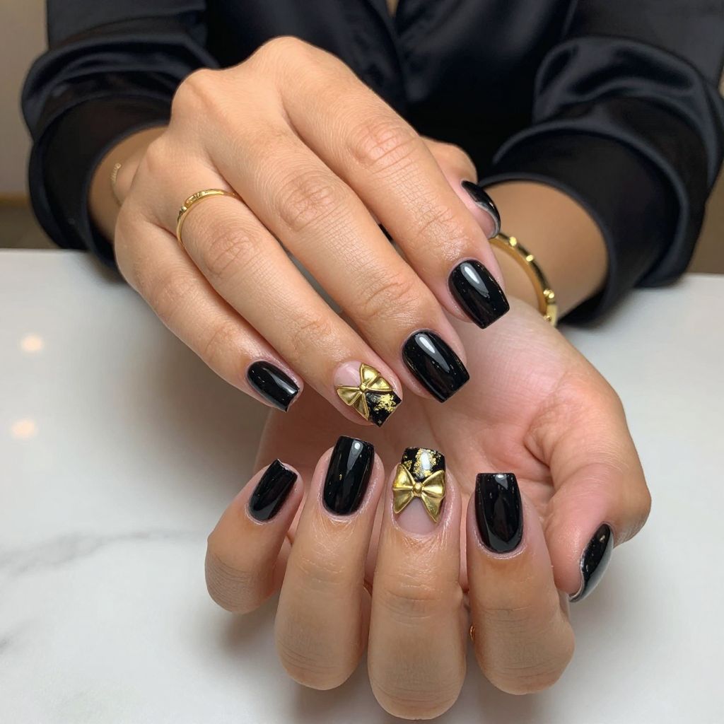 Black and Gold Glam Bow Fusion