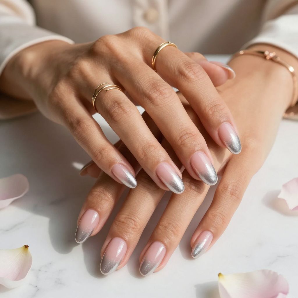 Blush Pink to Chrome Silver Sparkle