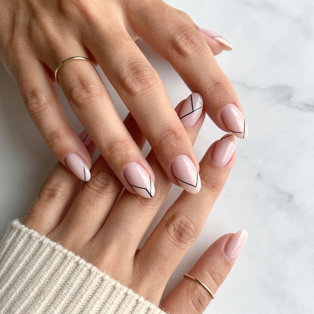 Baby Pink Base With Graphic Black Line Art