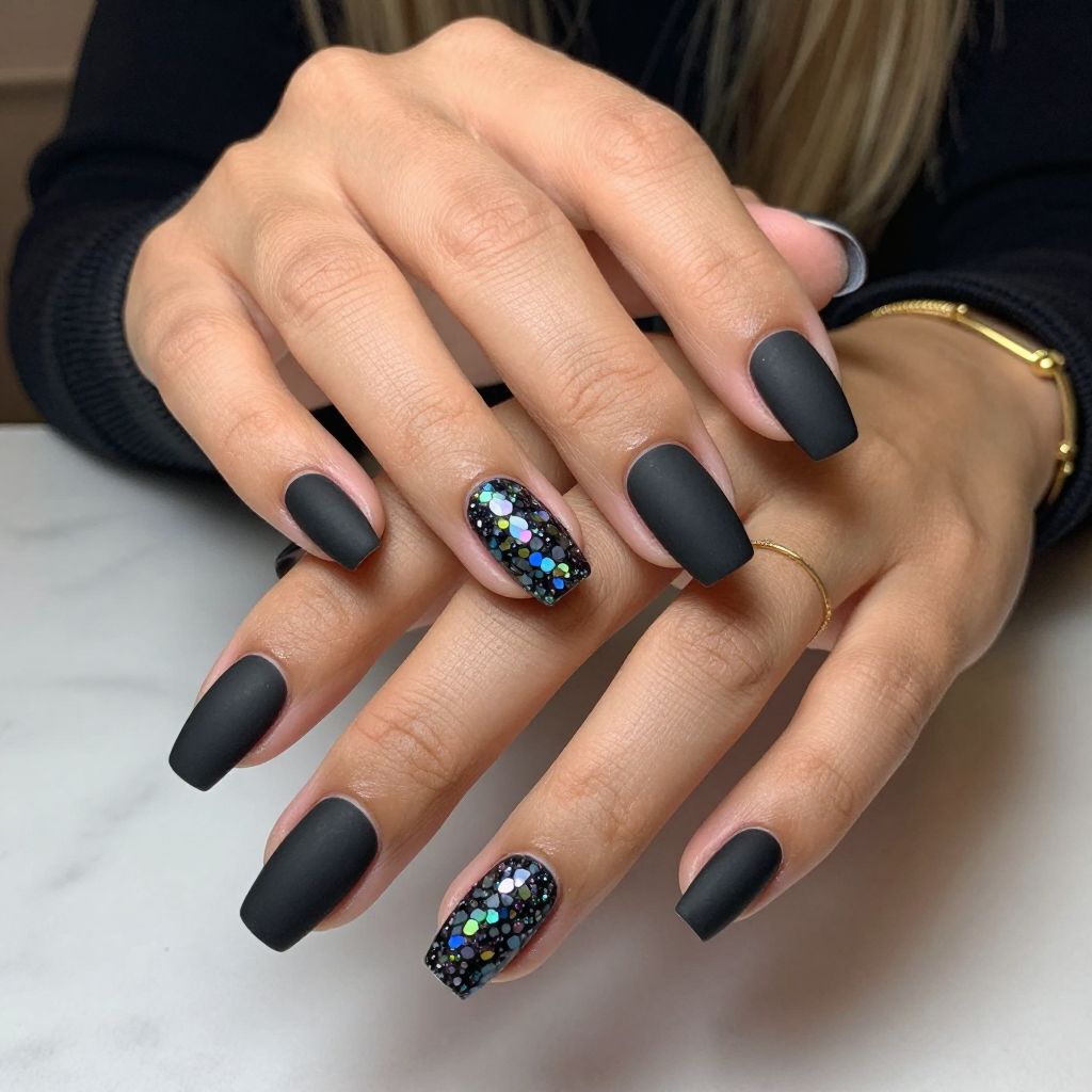 Matte Black with Iridescent Shards
