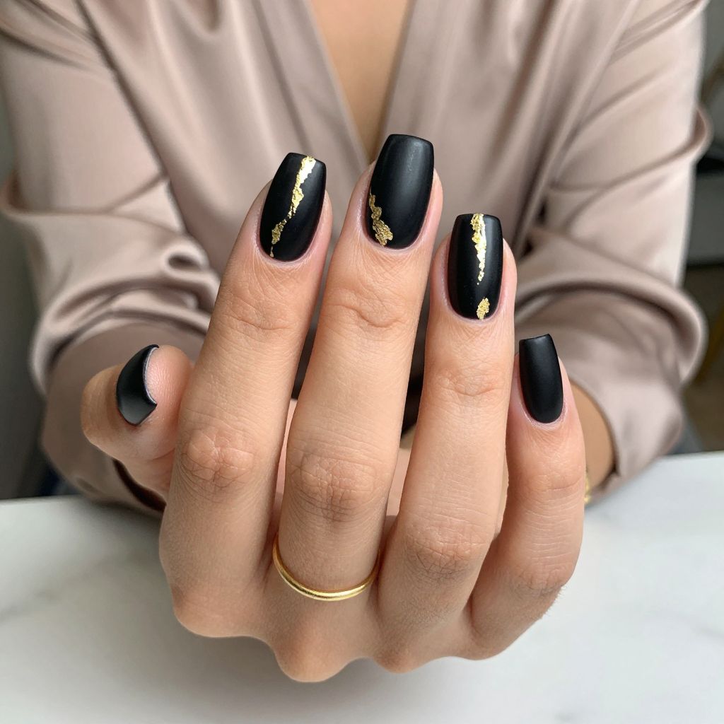 Black Satin Finish with Gold Foil Strips