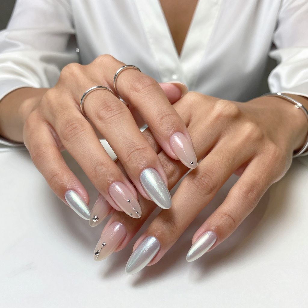 Iridescent Silver Tips on Clear Base