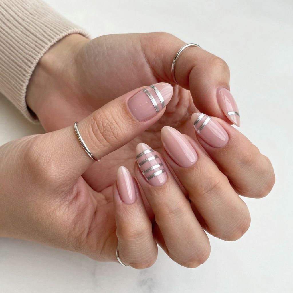 Dusty Pink with Fine Silver Striping Tape