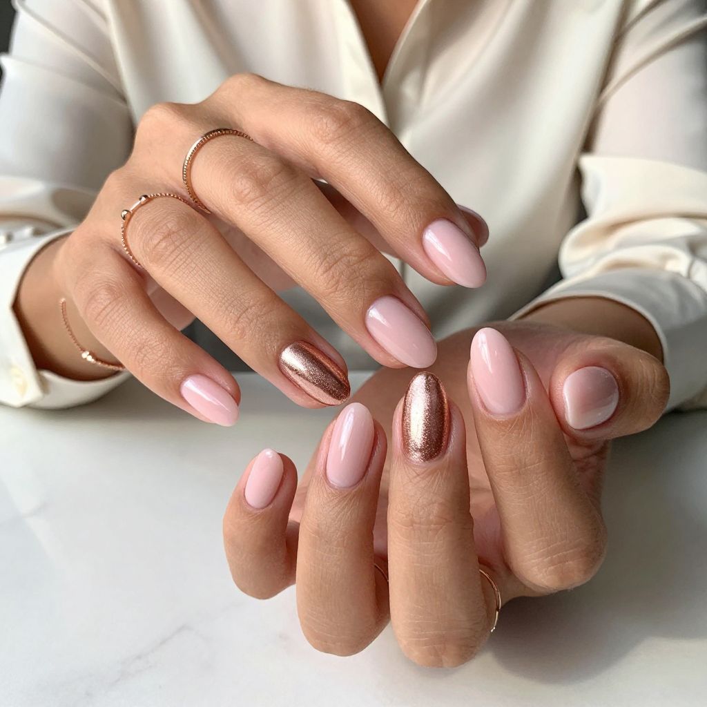 Light Pink with Rose Gold Chrome Accents