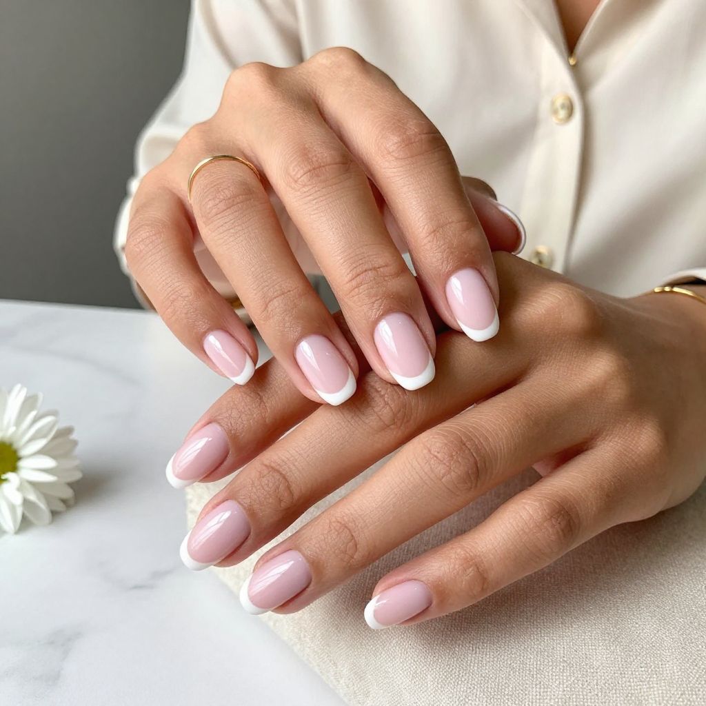 Light Pink with French White Tips