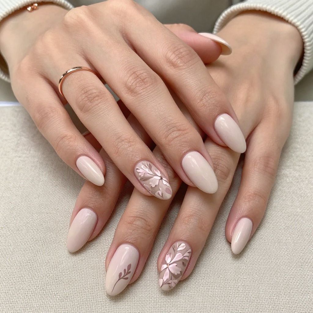 Nude Pink with Matte Floral Stamps