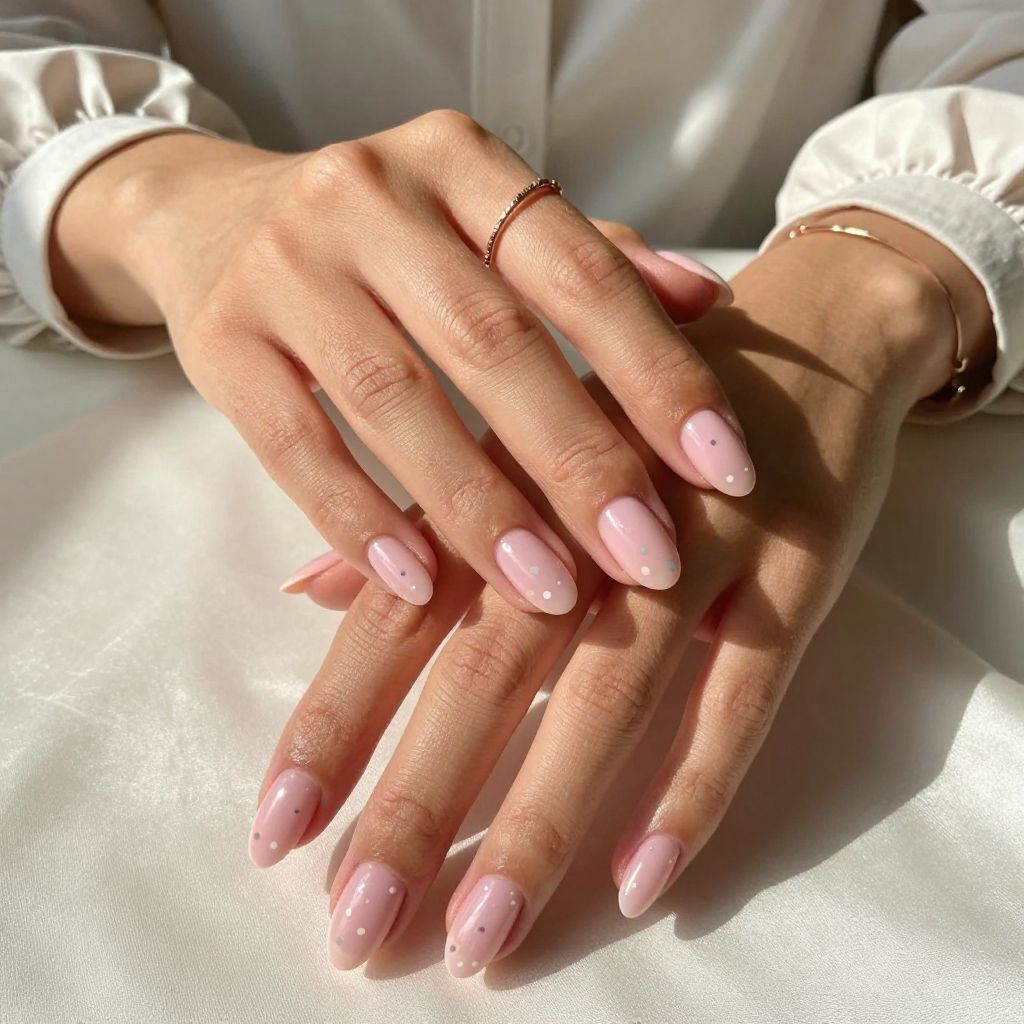 Light Pink Satin Finish with Minimalist Dots