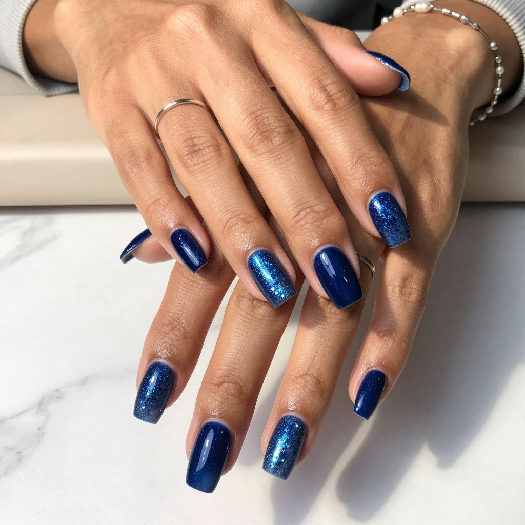 Navy Blue Chrome with Holographic Sparkle