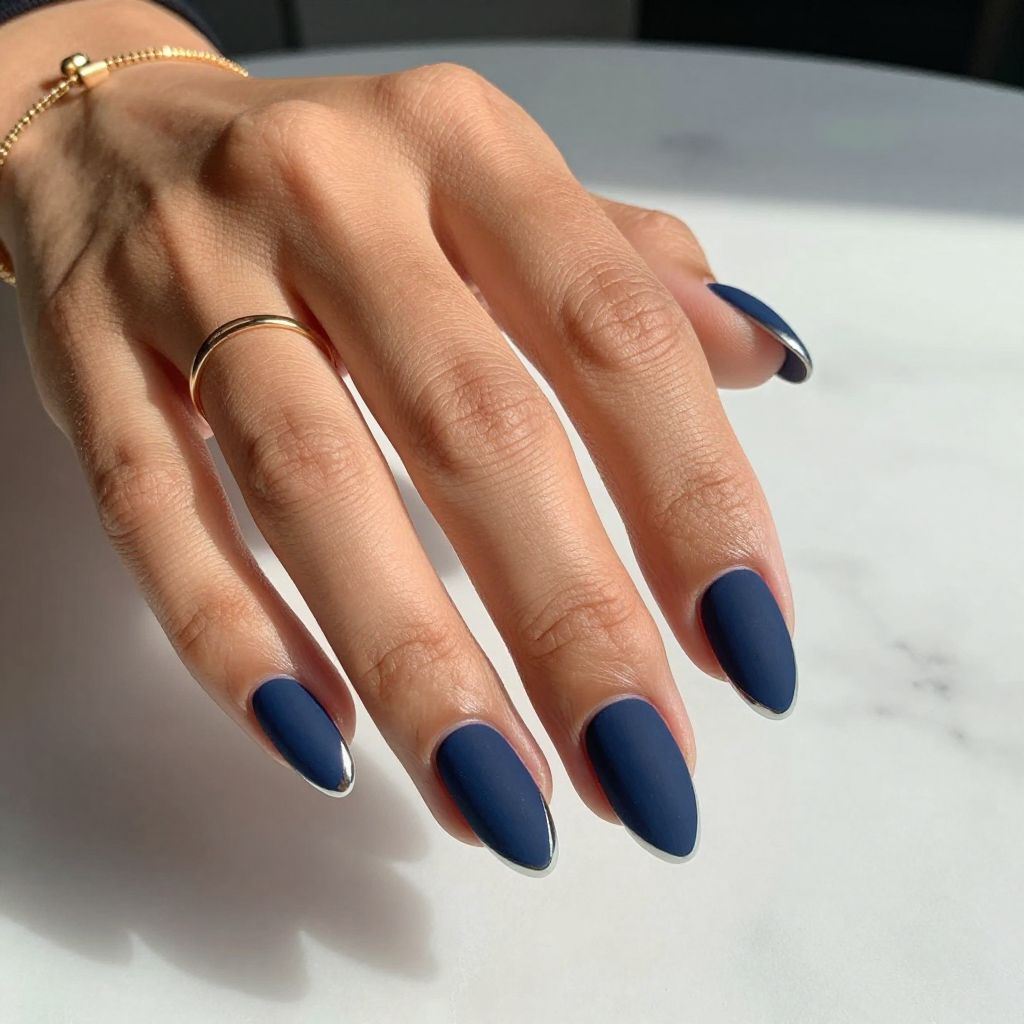 Matte Navy with Chrome Tips