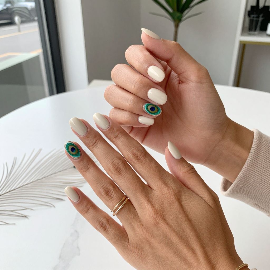 Peacock Eyes Accent Nails